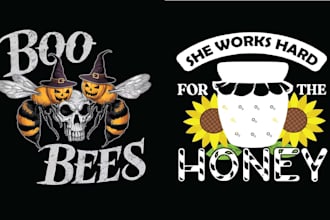 design halloween spooky skull honey bee logo