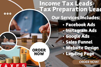 generate income tax leads tax preparation lead income tax landing page, website