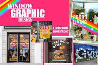 design stunning shopfront,storefront,forested sticker,vinyl,decal window graphic