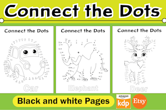 create connect the dots, dot to dot, kids workbook, activity book