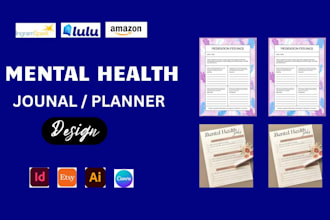 design mental health well being  self care journal tracker,checklist,kdp journal