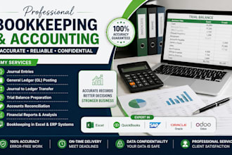 do book keeping, journal entries, ledger posting and trial balance preparation