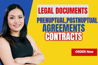 write legally binding prenup, postnup and marriage agreement