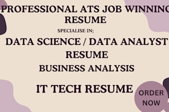 write data science, data analysis, business analyst and IT tech resume writing