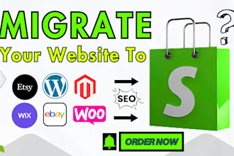 migrate wix, wordpress, magento, bigcommerce, squarespace store to shopify store