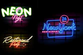 create a stunning 3d neon logo or neon sign and neon light effect design