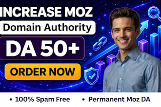 increase domain authority moz da 50 plus with high quality backlinks
