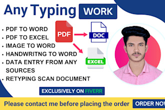 convert PDF to word, excel, google docs, powerpoint and typing services