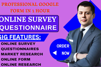 create professional online survey or google form questionnaire poll in 1hour