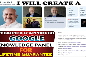 create a lifetime google knowledge panel for any profession and organization