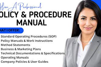write standard operating procedures, policy manual, technical sops, user guide