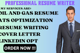 do a professional oil and gas, engineering ats resume cover letter and linkedin