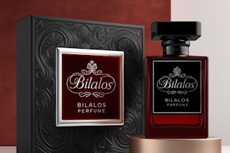 do a perfume packaging, logo, cosmetic label and box design