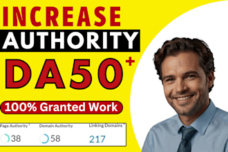 increase domain authority moz da 50 plus with seo backlinks