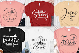 create custom trendy verse religious christian typography t shirt design