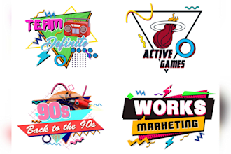 create 80s 90s pop style typography logo for you