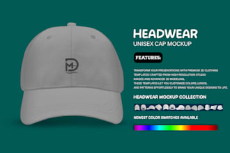 3d custom streetwear cap hat beanie mockups designs with logo