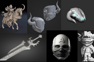 design 3d cosplay models, 3d armor, 3d weapon, miniature, figurines for printing