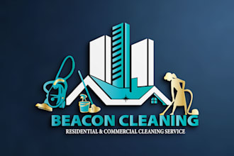 design clean house residential and commercial cleaning service logo