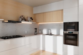create realistic 3d rendering  for your kitchen design