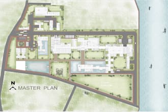 render master plan, section, elevation using photoshop