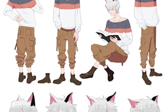draw anime character reference sheet or design a character