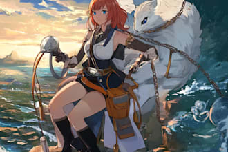 draw a fantasy anime story illustration