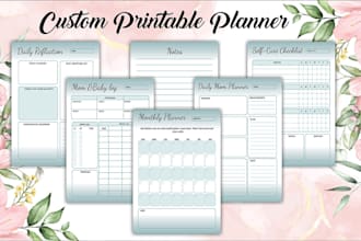 design custom printable planner and journals, trackers