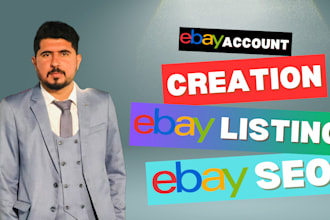 do ebay account creation, product listing, ebay seo