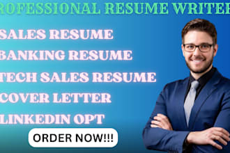 do a professional sales resume, banking resume, tech sales, cover letter