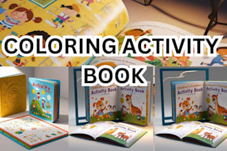 do interactive kids activity book design, puzzle games creation, coloring books
