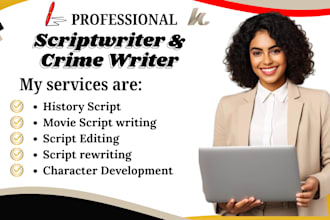 ghostwrite your documentary script, crime script, comedy skit and horror script