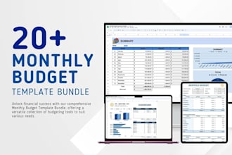 provide 20 monthly budget templates in google sheets and excel