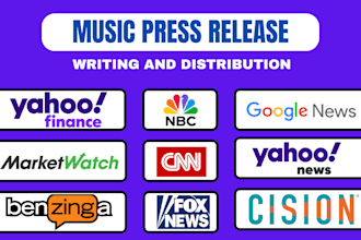 write and distribute SEO press release to yahoo finance google news for music PR