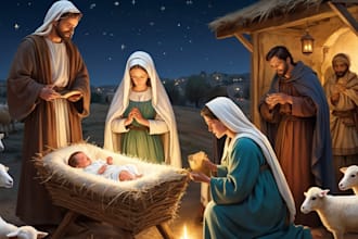 do african american, 3d, 2d christian bible story illustration and cover