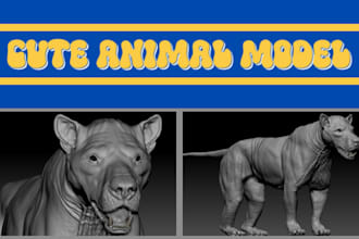 create 3d animal, cute animal toy character model, 3d pet, chibi,for 3d printing