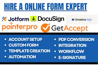 setup jotform docusign dropbox sign signnow pointerpro getaccept sertifi signix