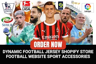 design dynamic football jersey shopify store football website sport accessories