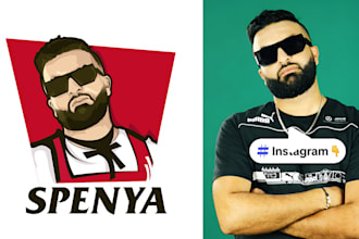 make your own caricature mascot logo with a modern cartoon character, like kfc