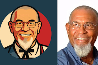 make your own caricature mascot logo with a modern cartoon character, like kfc