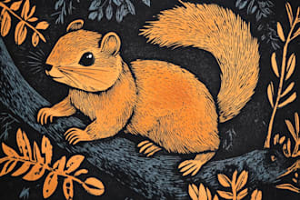 create a linocut illustration of animal or plants