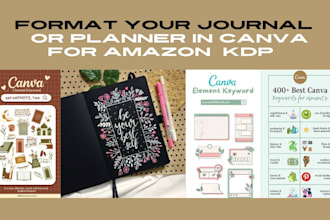 design digital, printable planner, manifestation journal, workbook on canva