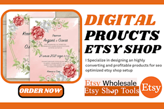 setup etsy shop for digital invitations, printable arts design