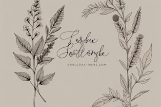 design hand drawn botanical boho minimalist logo