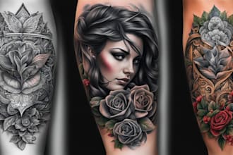 create custom realistic tattoo design, tattoo sleeve