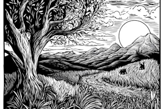create an artistic linocut illustration in my own style