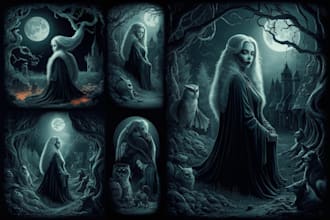 draw detailed dark art illustration with our special style