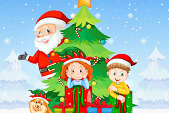 draw your group christmas, holiday funny cartoon caricature card