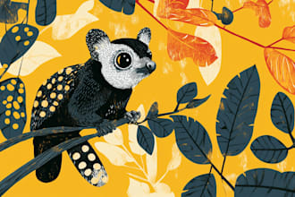 illustrate botanical and animal linocut illustration