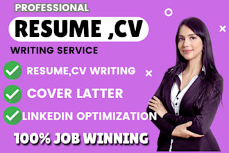 write professional resume writng,CV and cover letter linkedin optimization